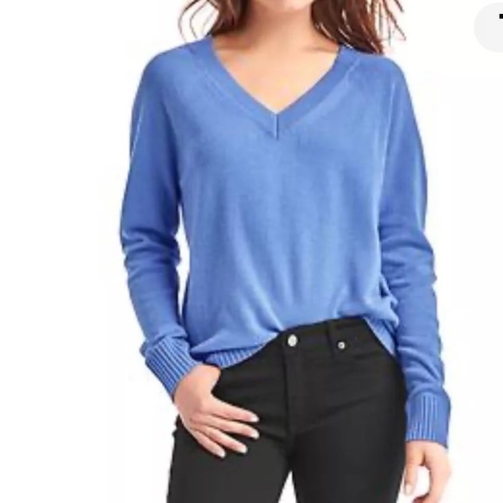 Gap Womens Blend Blue   V-Neck Lightweight Sweater Size XXL